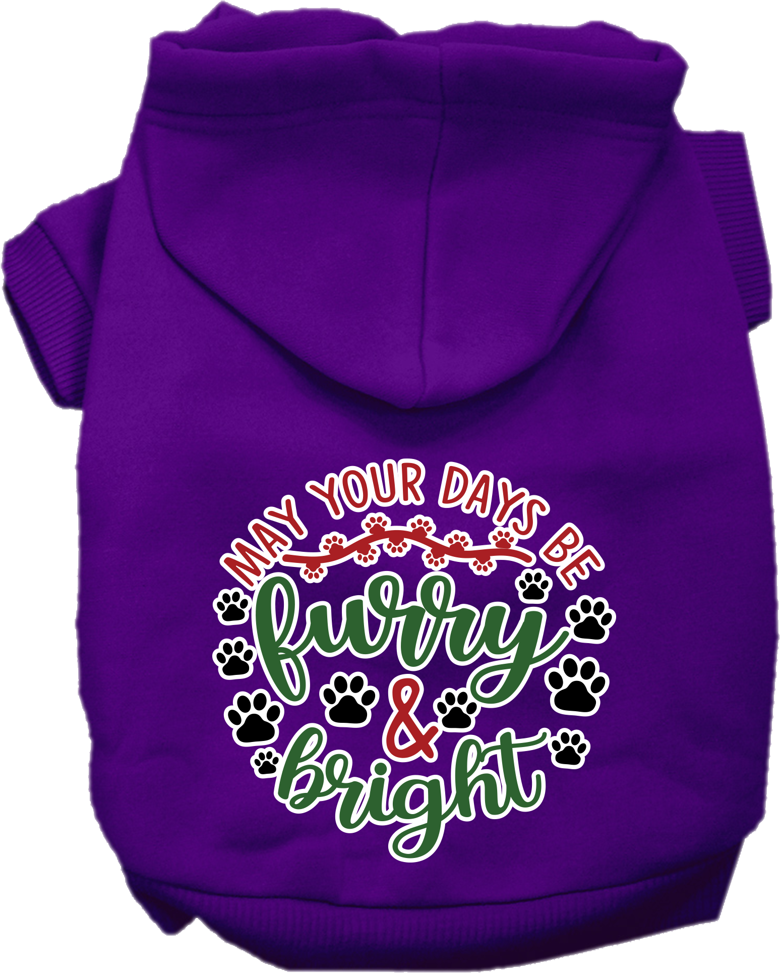 Furry and Bright Screen Print Dog Hoodie Purple Size XL